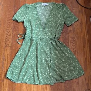 &Other Stories Green white flowers  Wrap Dress